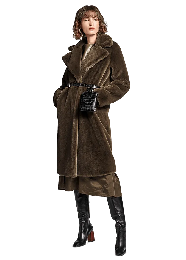 Riani Super Soft Olive Green Teddy Bear Coat 802990-5327 546