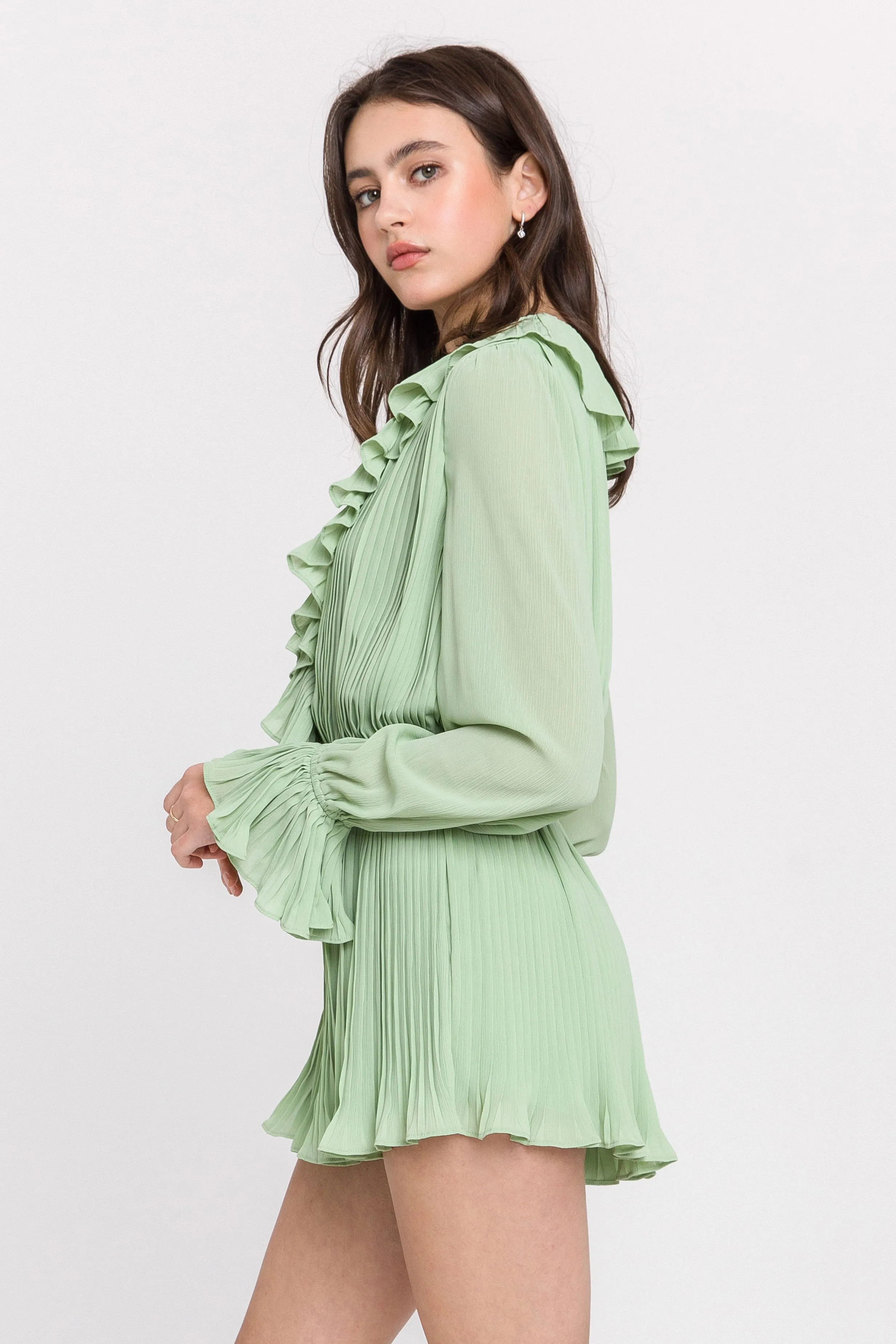 Ruffled V-neck Romper