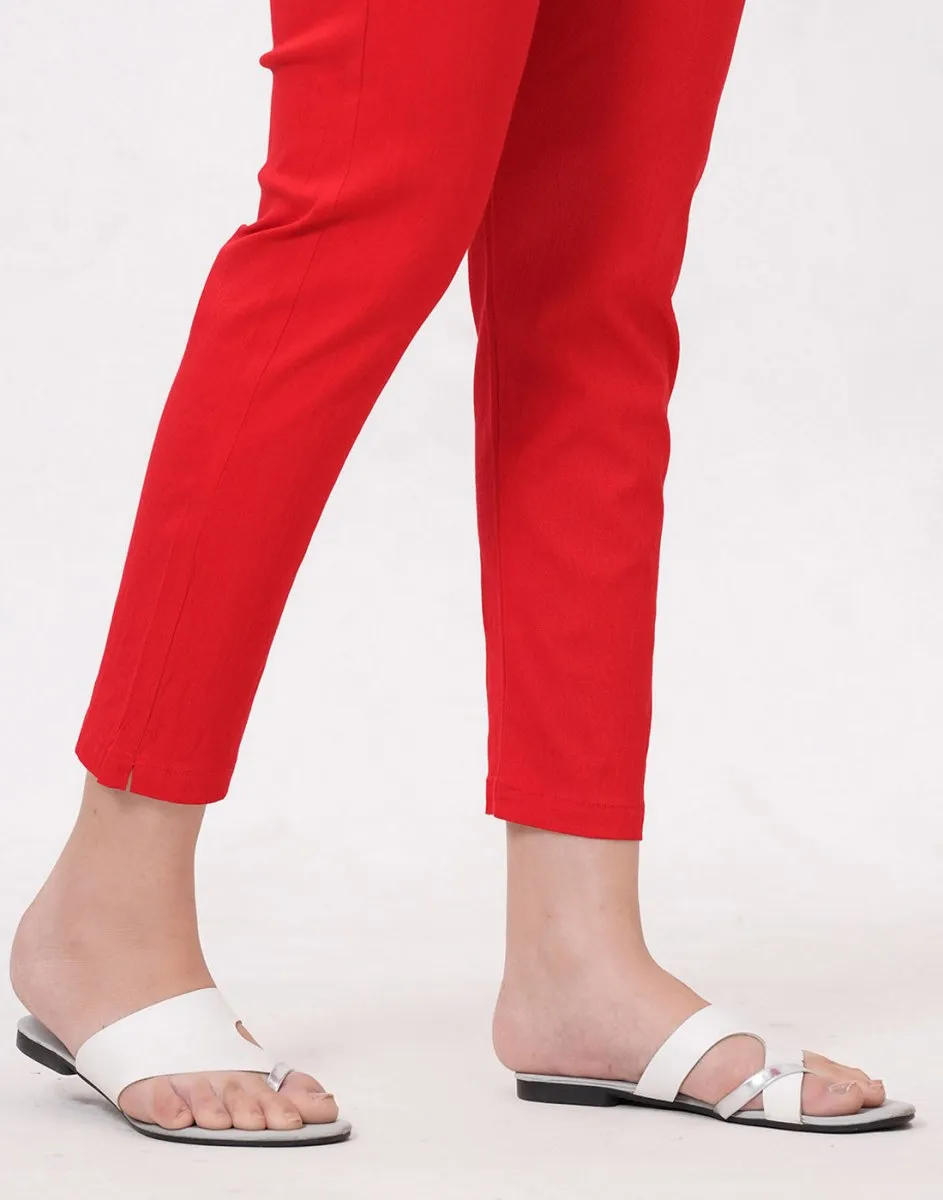 Satrangi Women's Red Viscose Lycra Trouser