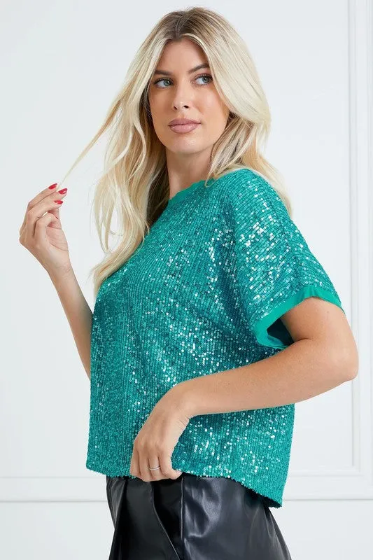 Shimmer Sequin Tunic Top