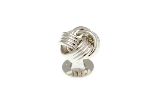 Single Silver Knot Weave Dress Stud