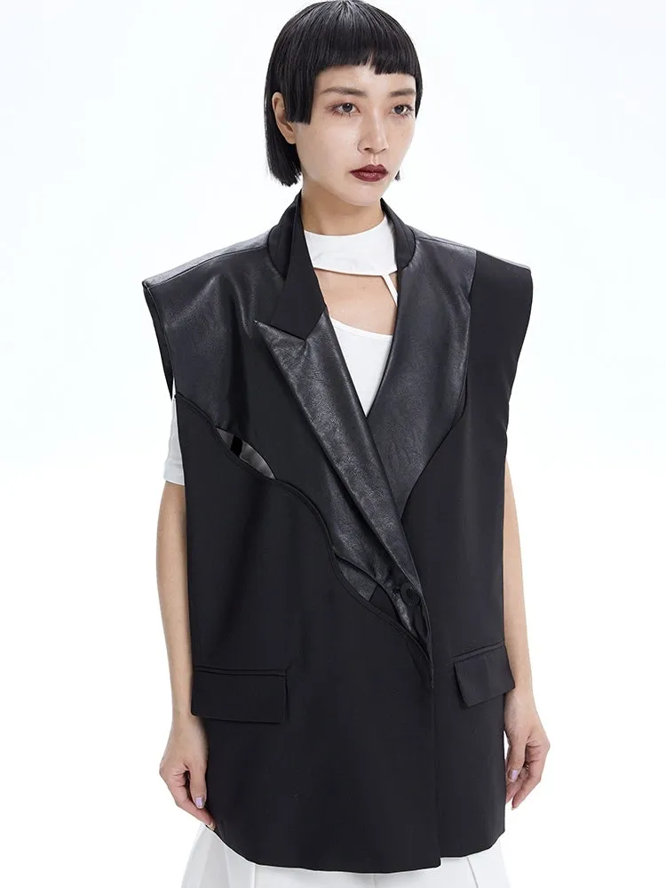 Sleeveless Leather Loose Jacket Vest