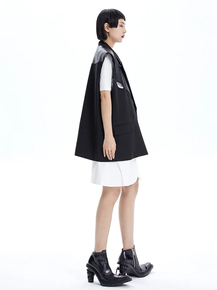Sleeveless Leather Loose Jacket Vest