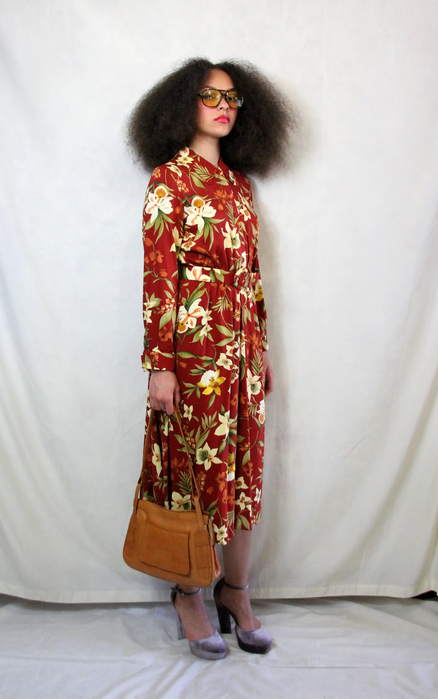 Vintage 1970's Floral Shirt Dress