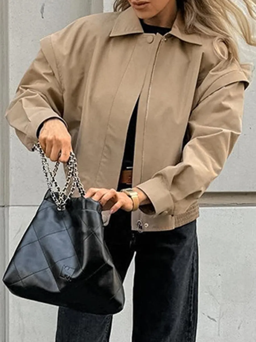 Women Lapel Loose Trench Coat