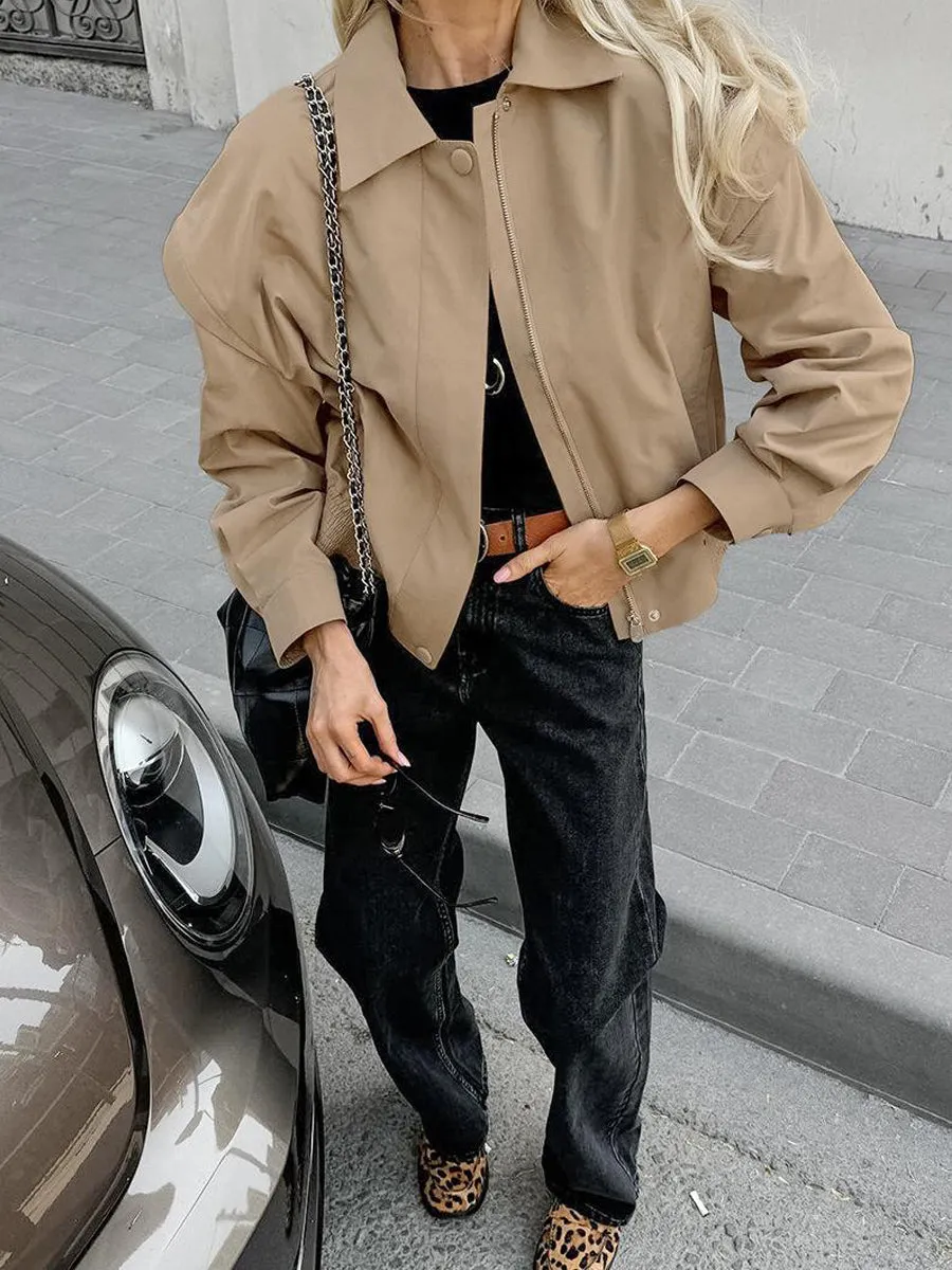 Women Lapel Loose Trench Coat