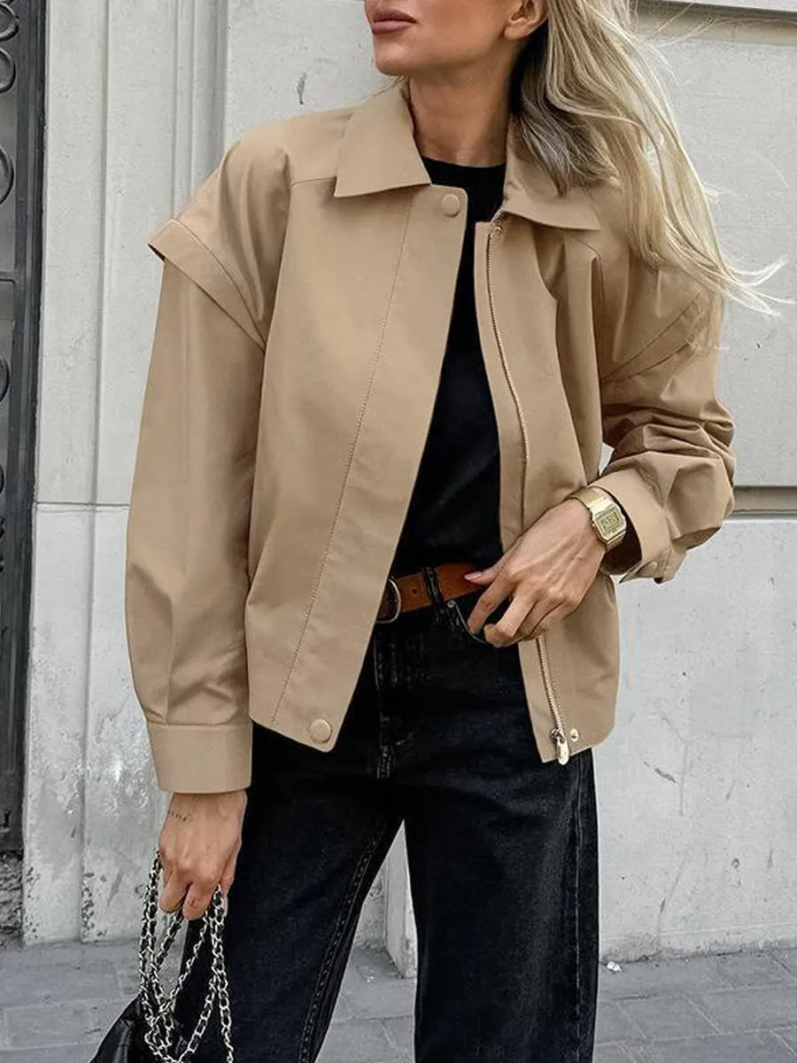 Women Lapel Loose Trench Coat