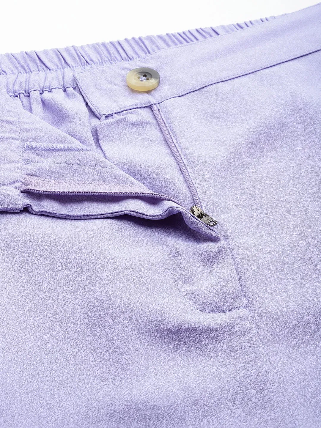 Women Lavender Relaxed Loose Fit High-Rise Pleated Trousers