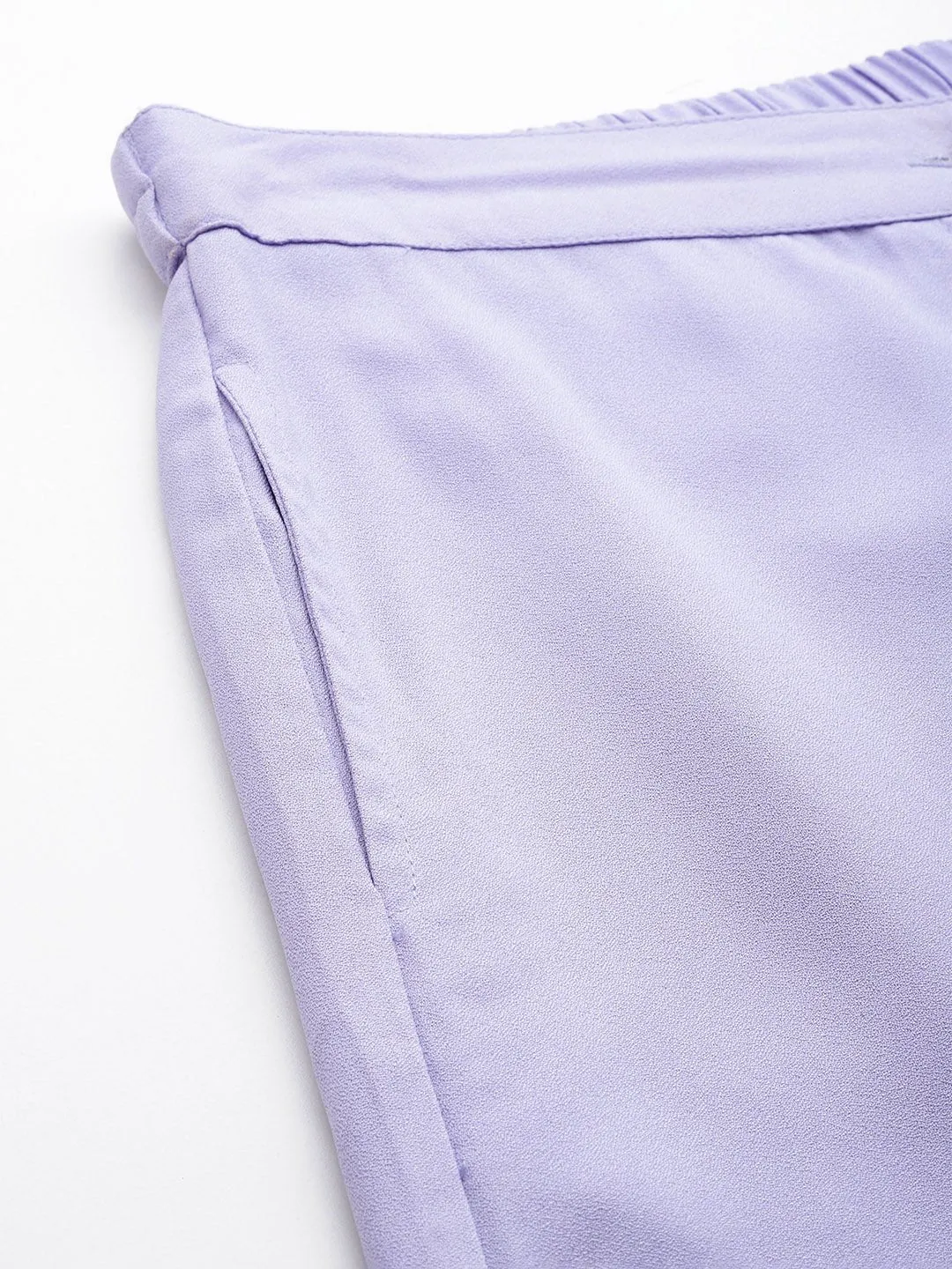 Women Lavender Relaxed Loose Fit High-Rise Pleated Trousers