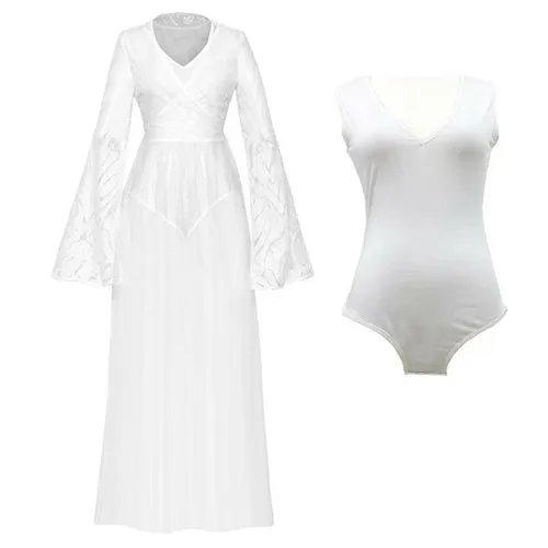 Women's Sexy Summer Long Sleeve Hollow Out Swimwear Dress