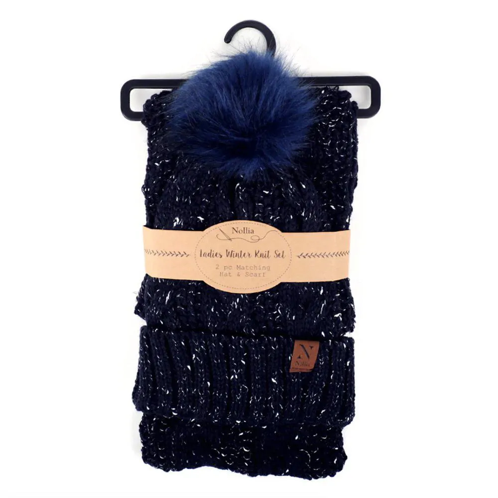 Women's Speckled Knit Hat and Infinity Scarf Set