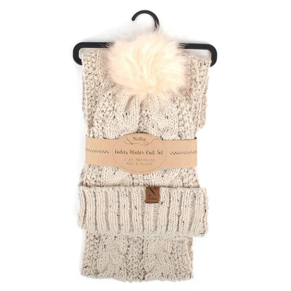 Women's Speckled Knit Hat and Infinity Scarf Set