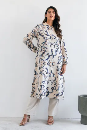 ZRF Women Noble Long Tunic Pants Suit - Indigo - Arucas